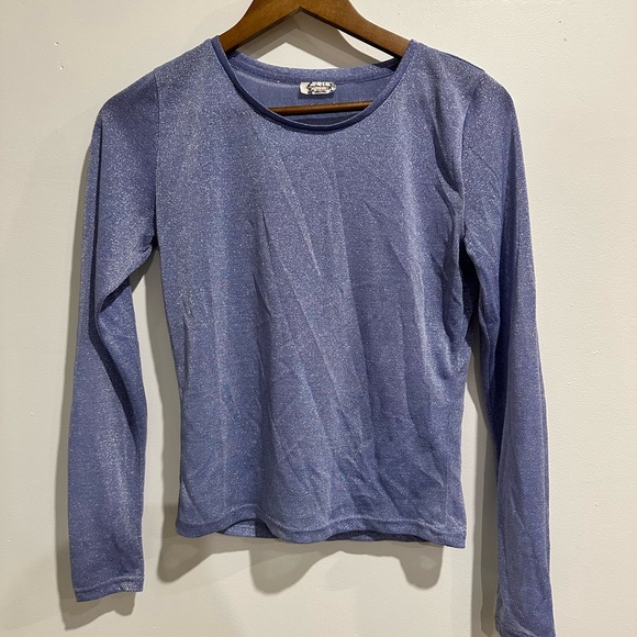 INTIMATELY BY FP Blue Mesh Sheer Sparkly Party Long Sleeve Size M - Picture 3 of 7